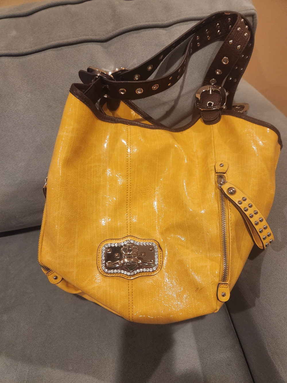 Yellow Kathy Van Zeeland faux leather satchel